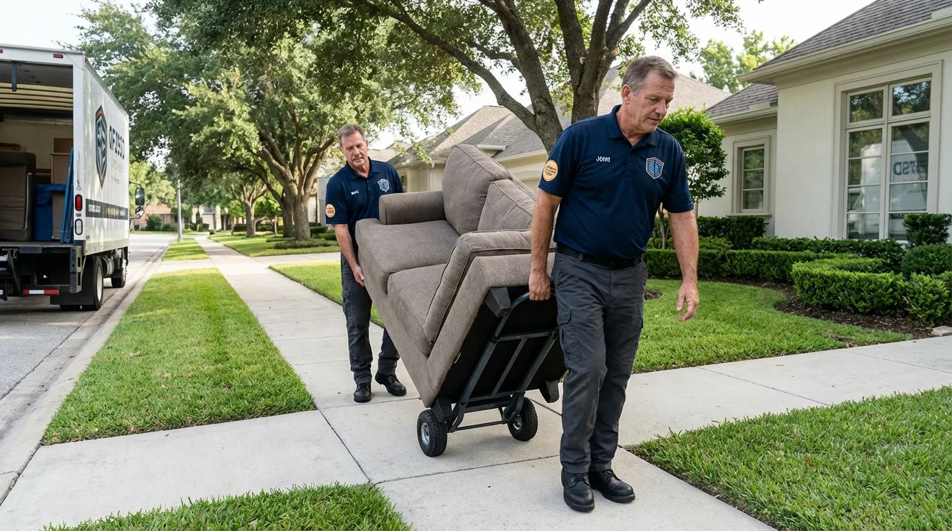 Local residential moving crew loading furniture in Minneapolis, KS