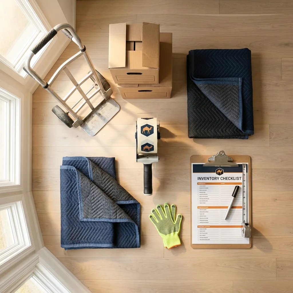 Professional moving supplies and packing materials layout for Minneapolis residential relocations
